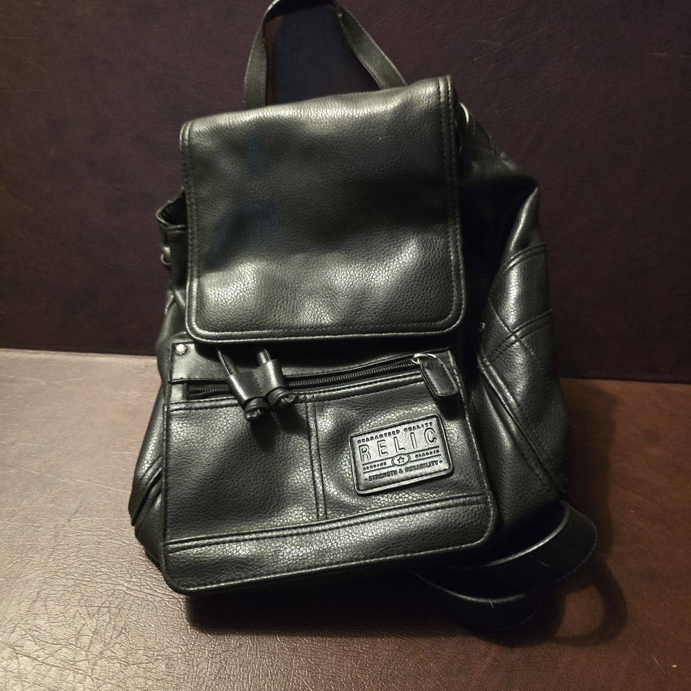 Relic Black Leather Men's Backpack